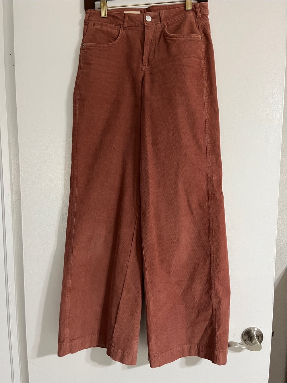 Pilcro Wide Leg Pants in Rust Brown